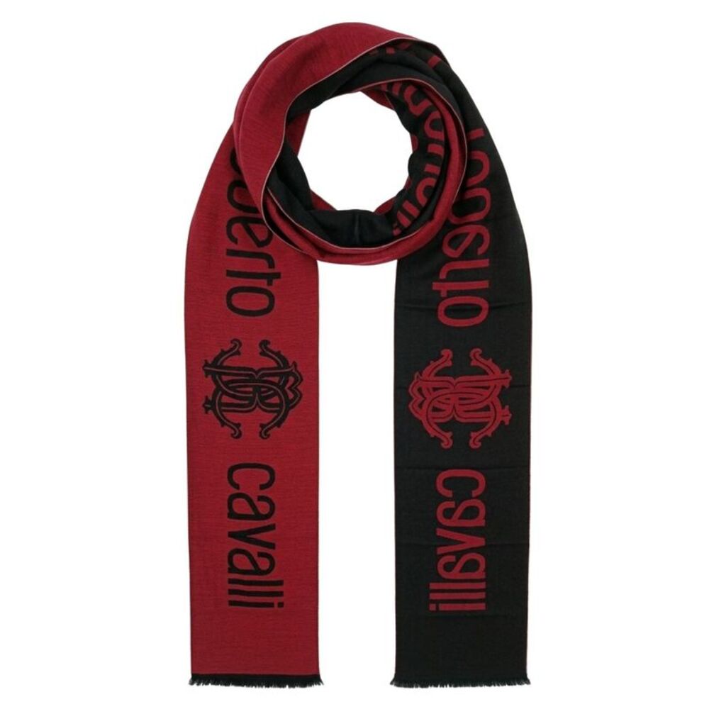 Roberto Cavalli ESZ061 02000 Red Wool Blend Signature Mens Scarf